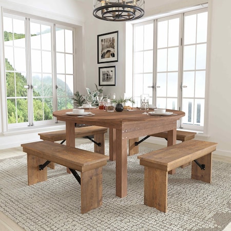 Flash Furniture Round Farm Dining Table, 60" XA-F-60-RD-GG